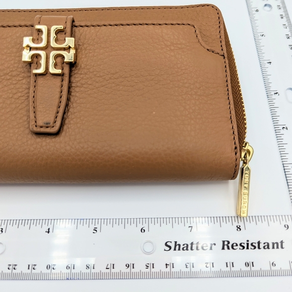 TORY BURCH Continental Zip Around Soft Leather Wallet Brown Tan Office Siren - Picture 4 of 8